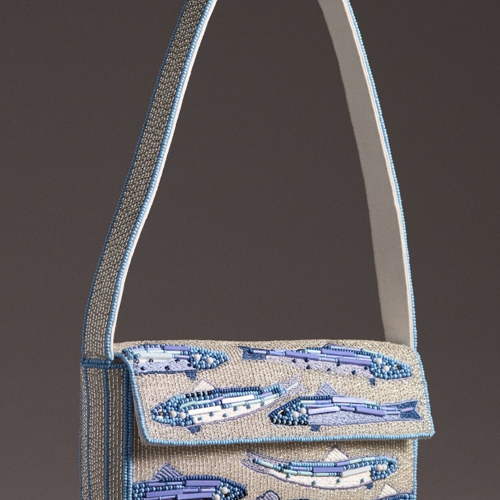 NWT Anthropologie Fiona Beaded Bag Sardine Fish Design Viral Purse Summer
2025